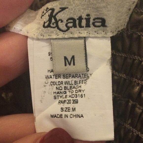 Vtg Katia Womens Mini Babydoll Dress Medium Brown Fairy Grunge Y2K Cocktail Prom - Picture 3 of 12